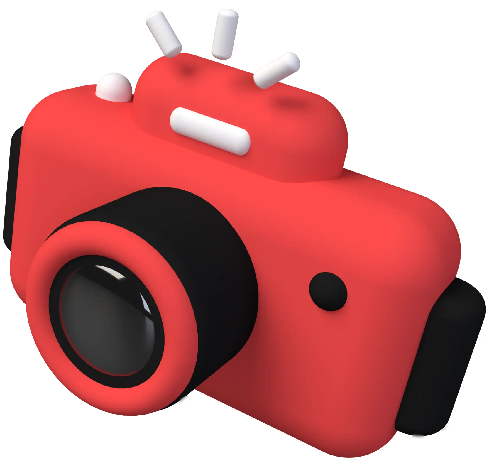 3D-Icon einer roten Fotokamera als Symbol für Medienproduktion im Rhein-Main-Gebiet