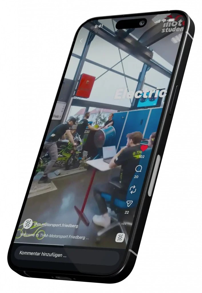Smartphone mit Darstellung eines Instagram-Reel aus der Technischen Hochschule Mittelhessen.